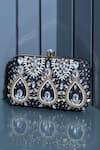 Shop_The Tan Clan_Black Stones, Beads, Crystals Kalah Embroidered Clutch 
