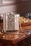 Buy_The Tan Clan_Silver Mother Of Pearls Liyana Embellished Clutch _at_Aza_Fashions