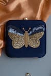Buy_The Tan Clan_Blue Beads, Sequins Nigah Butterfly Hand Embroidered Clutch _at_Aza_Fashions