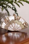 Buy_THE TAN CLAN_Gold Mother Of Pearls Pankh Embellished Clutch _at_Aza_Fashions
