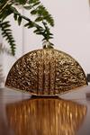 THE TAN CLAN_Gold Mother Of Pearls Pankh Embellished Clutch _Online_at_Aza_Fashions