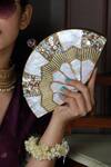 Shop_THE TAN CLAN_Gold Mother Of Pearls Pankh Embellished Clutch _Online_at_Aza_Fashions