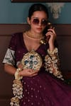 The Tan Clan_Gold Crystals, Zari Qurbat Mother Of Pearls Embellished Clutch _at_Aza_Fashions