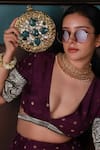 Buy_The Tan Clan_Gold Crystals, Zari Qurbat Mother Of Pearls Embellished Clutch 