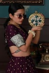 Shop_The Tan Clan_Gold Crystals, Zari Qurbat Mother Of Pearls Embellished Clutch 
