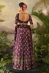 Baise Gaba_Purple Georgette, Modal Sequins, Cut Work Round Neck Tejas Lotus Print Blouse _Online_at_Aza_Fashions