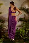 Baise Gaba_Purple Satin, Silk Beads, Sequins Sweetheart Neck Priye Embroidered Blouse _Online_at_Aza_Fashions