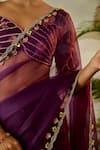 Buy_Baise Gaba_Purple Saree Organza Gopi Zardozi Border With Unstitched Blouse Piece _Online_at_Aza_Fashions