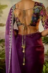 Shop_Baise Gaba_Purple Saree Organza Gopi Zardozi Border With Unstitched Blouse Piece _Online_at_Aza_Fashions