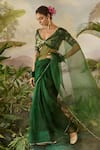 Buy_Baise Gaba_Green Organza Hand Embroidered Taru Bordered Saree With Unstitched Blouse Piece _at_Aza_Fashions