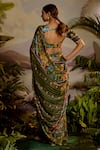 Shop_Baise Gaba_Green Lurex Chiffon Printed And Falguni Saree With Unstitched Blouse Piece _at_Aza_Fashions