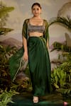 Buy_Baise Gaba_Green Satin Silk Hand Embroidered Rhinestones And Zari Pitta Work Amulya Bustier _Online_at_Aza_Fashions