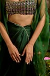 Baise Gaba_Green Satin Silk Hand Embroidered Trishna High Slit Draped Skirt _Online_at_Aza_Fashions