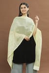 Shorshe Clothing_Yellow Handwoven Tissue Embellished Lace Border Dupatta _Online_at_Aza_Fashions