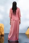 Shop_Mona and Vishu_Pink Tunic Kurta And Pencil Skirt Dupion Silk Embroidery Crystal With Draped _at_Aza_Fashions