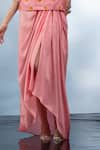 Buy_Mona and Vishu_Pink Tunic Kurta And Pencil Skirt Dupion Silk Embroidery Crystal With Draped _Online_at_Aza_Fashions