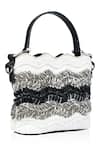 Buy_Born Flash_White Rafia Pearl Wild Soul And Metal Sequin Embellished Bag _at_Aza_Fashions