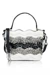 Buy_Born Flash_White Rafia Pearl Wild Soul And Metal Sequin Embellished Bag _Online_at_Aza_Fashions