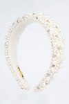 Shop_Born Flash_White Pearls Embellished Hair Band _at_Aza_Fashions