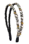 Shop_Born Flash_Silver Embellished Double Layered Crystal Hair Band _at_Aza_Fashions