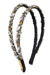 Born Flash_Silver Embellished Double Layered Crystal Hair Band _Online_at_Aza_Fashions