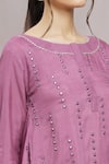 Shop_Khwaab by Sanjana Lakhani_Pink Kurta Muslin Embroidered Mirrorwork Round High-low Pant Set_Online_at_Aza_Fashions