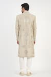 Shop_Sankalan - Men_Beige Lurex Hand Embroidered Jaal Sherwani Churidar Set  _at_Aza_Fashions