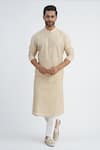 Buy_Sankalan - Men_Beige Chanderi Embroidered Dori Kurta And Straight Pant Set  _at_Aza_Fashions