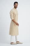 Shop_Sankalan - Men_Beige Chanderi Embroidered Dori Kurta And Straight Pant Set  _Online_at_Aza_Fashions