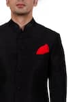 Sankalan - Men_Black Raw Silk Solid Bandhgala And Pant Set _at_Aza_Fashions