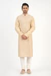 Buy_Sankalan - Men_Beige Chanderi Embroidered Jaal Kurta And Churidar Set  _at_Aza_Fashions