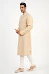 Sankalan - Men_Beige Chanderi Embroidered Jaal Kurta And Churidar Set  _Online_at_Aza_Fashions