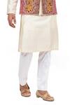 Sankalan - Men_Ivory Moonga Silk Embroidered Pashmina Hand Bundi Jacket And Kurta Set _Online_at_Aza_Fashions