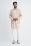 Buy_Sankalan - Men_Beige Organza Hand Embroidered Geometric Bundi Jacket And Kurta Set  _at_Aza_Fashions