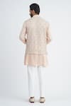 Shop_Sankalan - Men_Beige Organza Hand Embroidered Geometric Bundi Jacket And Kurta Set  _at_Aza_Fashions