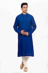 Sankalan - Men_Blue Matka Silk Embroidered Abstract Bundi Jacket And Kurta Set _at_Aza_Fashions