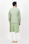 Shop_Sankalan - Men_Green Matka Silk Hand Embroidered Floral Bundi Jacket With Kurta Set _at_Aza_Fashions