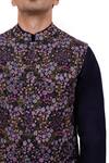 Sankalan - Men_Blue Pure Silk Embroidered Floral Bundi Jacket And Kurta Set _at_Aza_Fashions