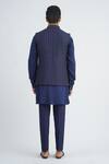 Shop_Sankalan - Men_Blue Cotton Silk Hand Embroidered Beads Bundi Jacket And Kurta Set  _at_Aza_Fashions