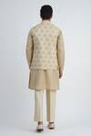 Shop_Sankalan - Men_Beige Dupion Silk Hand Embroidered Floral Bundi Jacket And Kurta Set  _at_Aza_Fashions