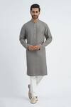 Buy_Sankalan - Men_Grey Cotton Silk Hand Embroidered Beads Sequins Kurta And Pant Set  _at_Aza_Fashions