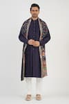 Buy_Sankalan - Men_Blue Chanderi Solid Kurta And Pant Set  _at_Aza_Fashions