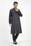 Buy_Sankalan - Men_Black Chanderi Embroidered Thread Kurta And Churidar Set  _Online_at_Aza_Fashions