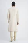 Shop_Sankalan - Men_Ivory Dupion Silk Hand Embroidered French Knots Sherwani Churidar Set  _at_Aza_Fashions