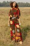 Buy_Label Shristi Chetani_Multi Color Crepe Round Neck Indigene A-line Printed Jumpsuit_at_Aza_Fashions