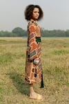 Buy_LABEL SHRISTI CHETANI_Multi Color Crepe Printed Geometric V Neck It Up Asymmetric Dress _Online_at_Aza_Fashions