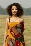 LABEL SHRISTI CHETANI_Multi Color Crepe Printed Geometric Straight Native Cowl Draped Dress _Online_at_Aza_Fashions