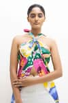 Shop_Rimi Nayak_Multi Color Crepe Modal Printed Floral Abstract Long Top With Pant  _Online_at_Aza_Fashions