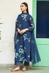 Buy_Vaayu_Blue Muslin Cotton Embroidered Floral Work Straight Kurta Pant Set  _Online_at_Aza_Fashions