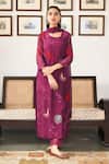 Buy_Vaayu_Purple Muslin Cotton Embroidered Thread And Work Kurta Pant Set _at_Aza_Fashions
